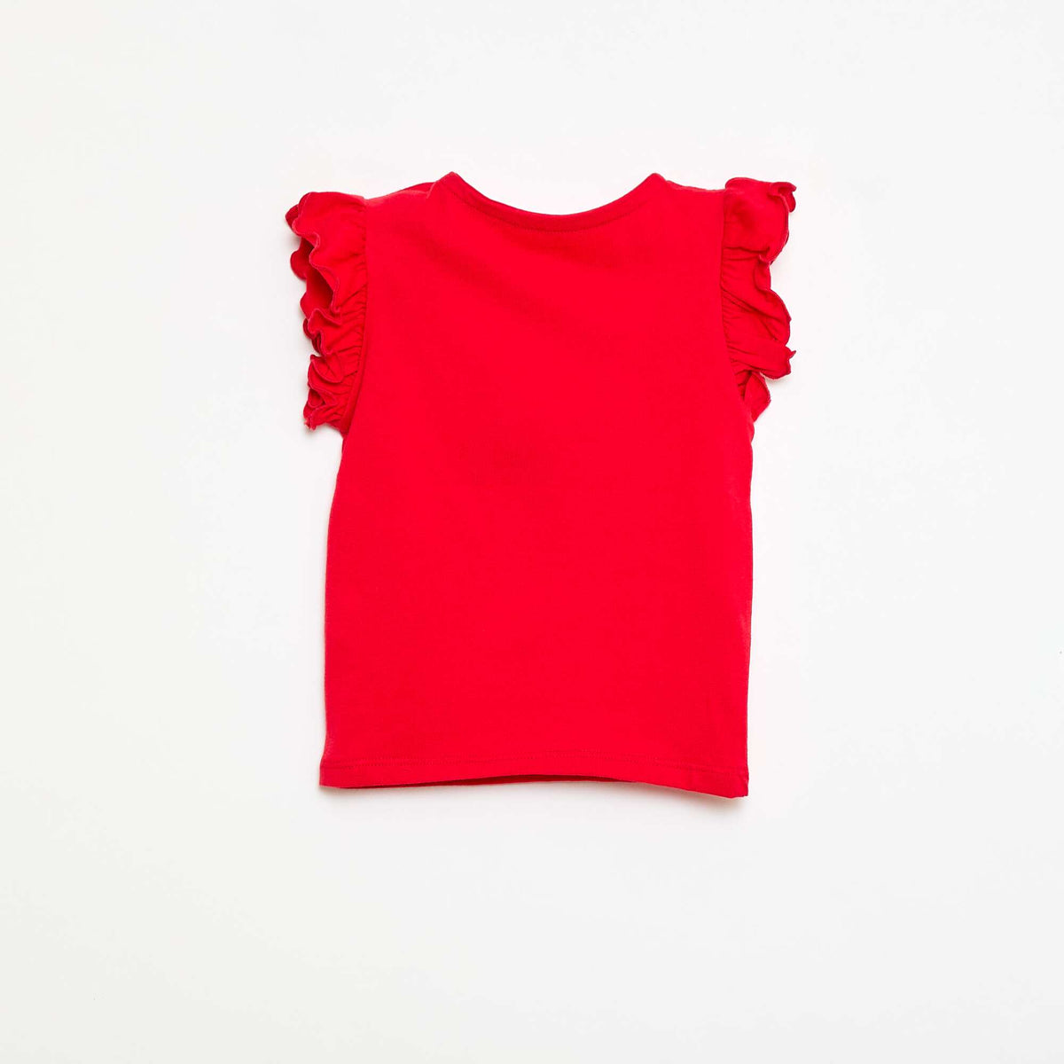Camiseta de punto de manga corta con volantes ROJO