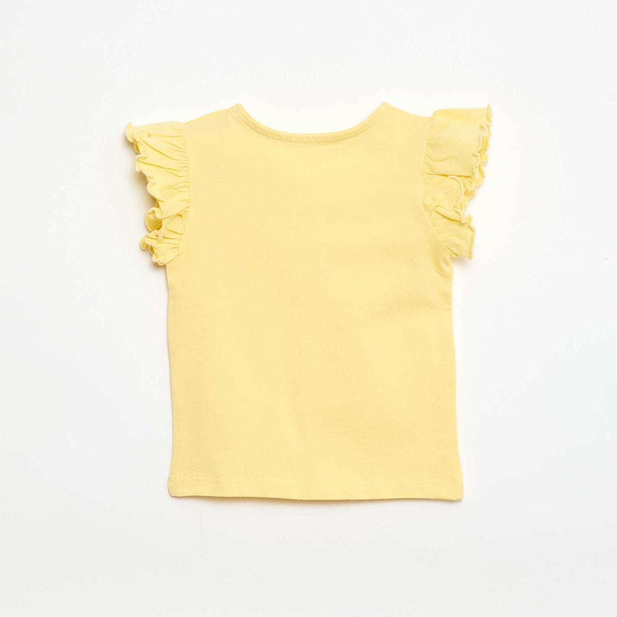 Camiseta de punto de manga corta con volantes AMARILLO