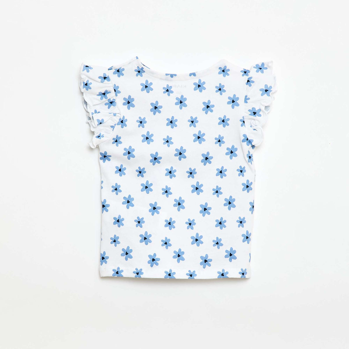 Camiseta de punto de manga corta con volantes BLANCO