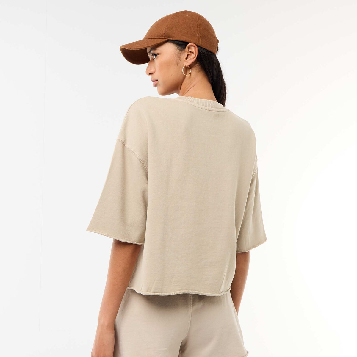 Camiseta manga 3/4 en felpa BEIGE