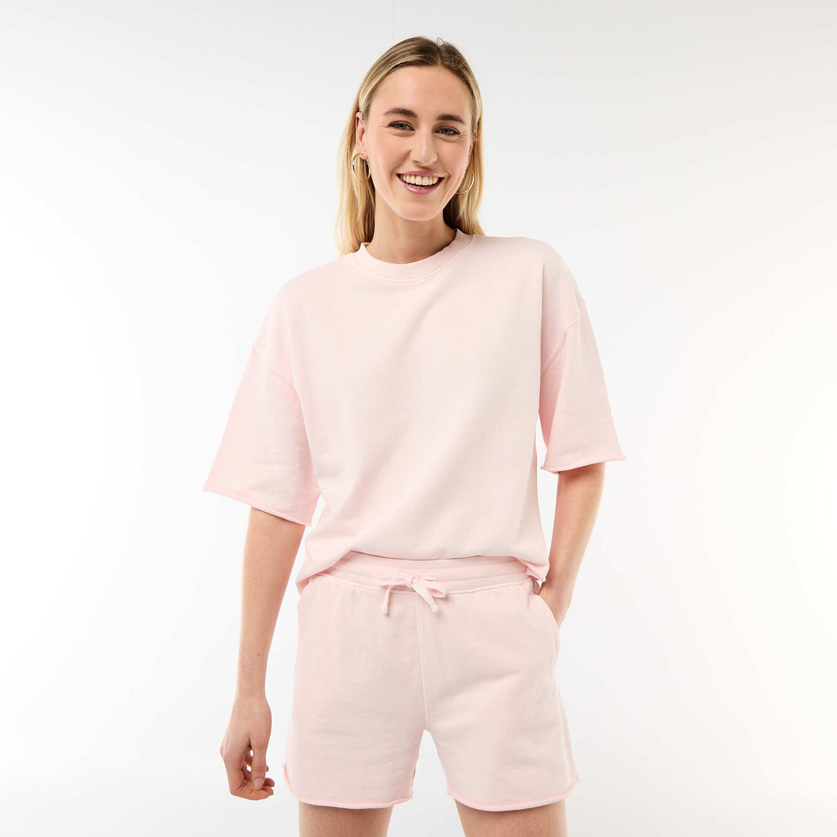 Camiseta manga 3/4 en felpa ROSA