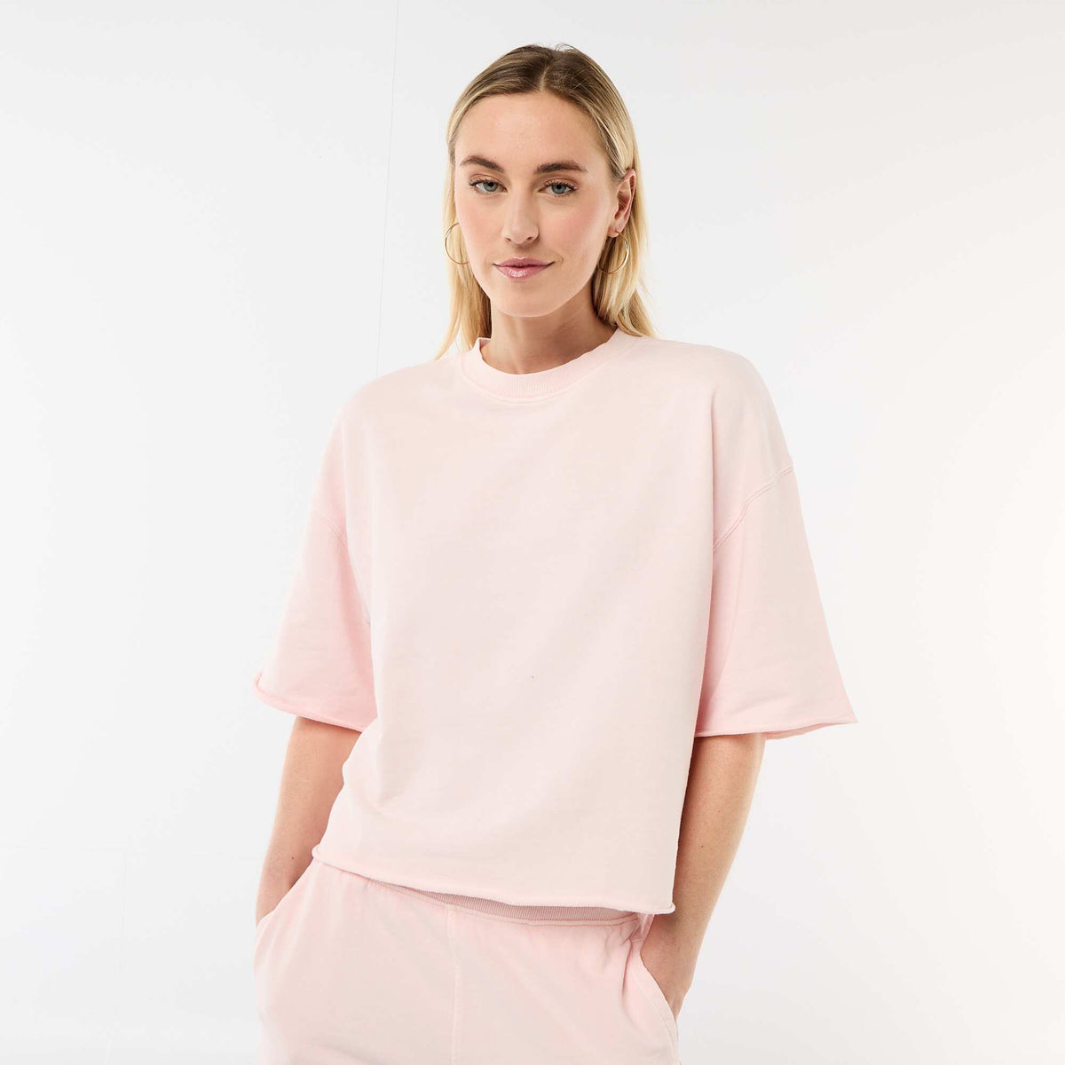 Camiseta manga 3/4 en felpa ROSA