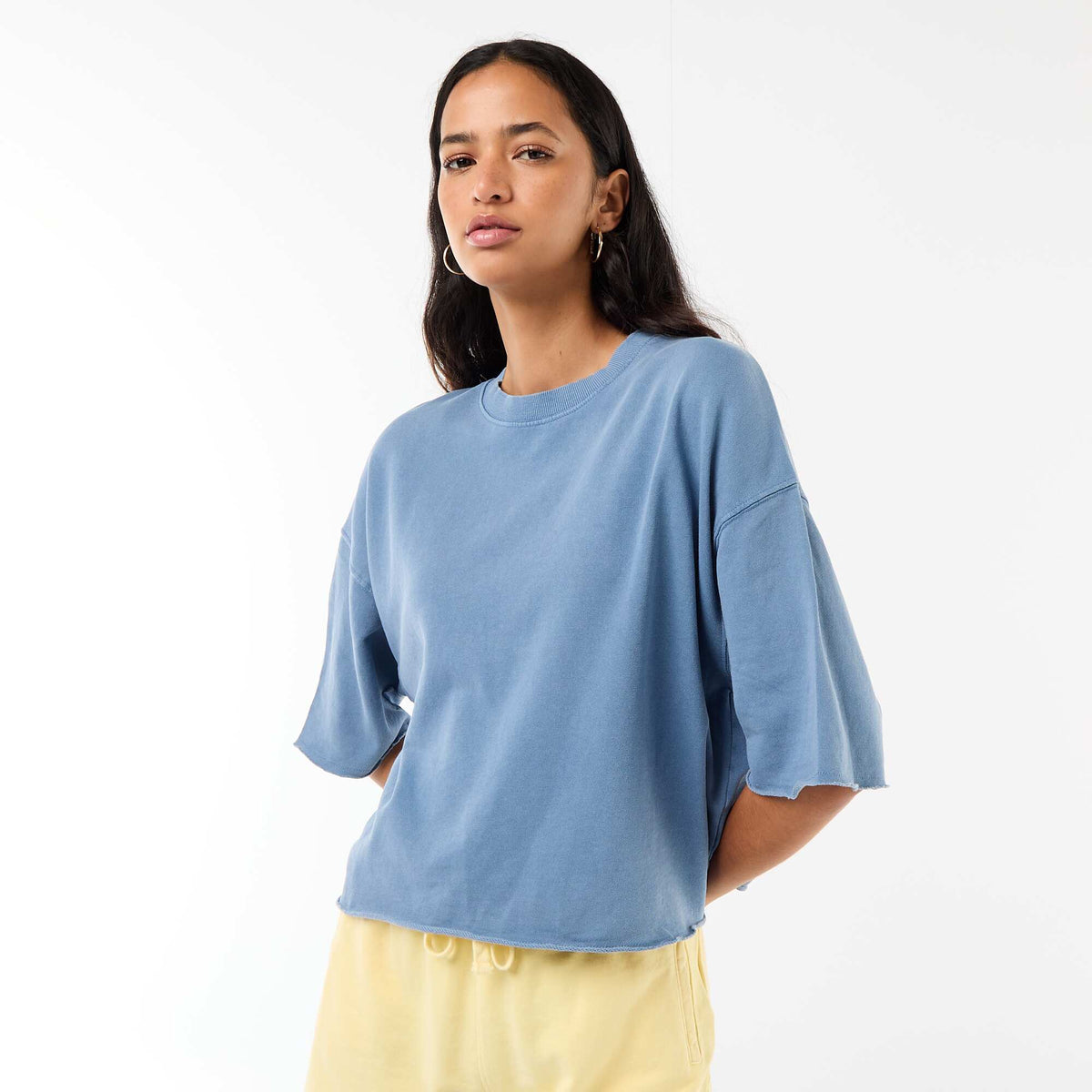 Camiseta manga 3/4 en felpa AZUL