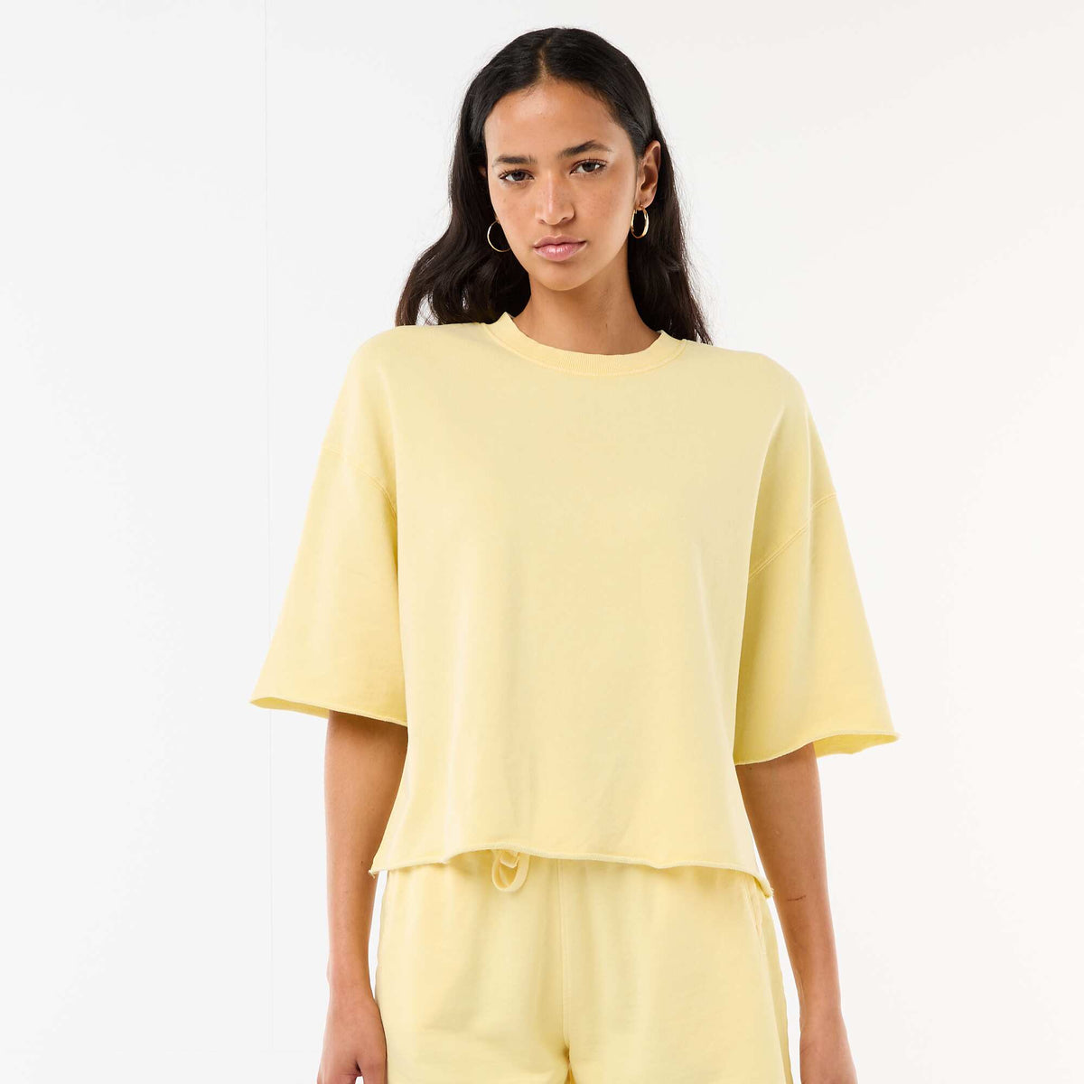 Camiseta manga 3/4 en felpa AMARILLO