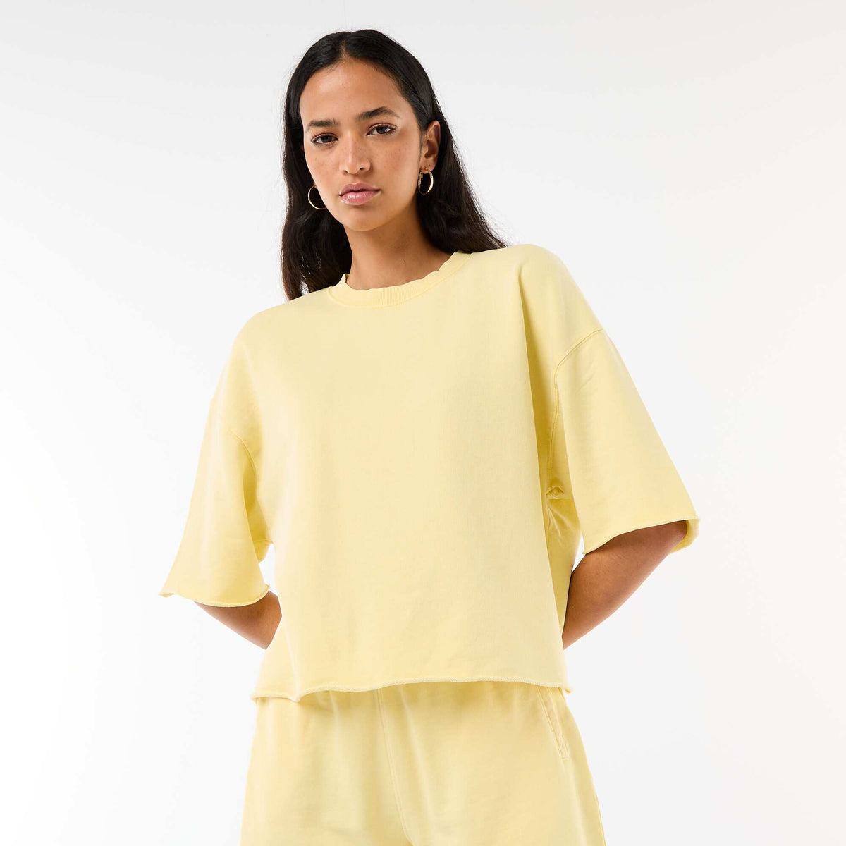 Camiseta manga 3/4 en felpa AMARILLO