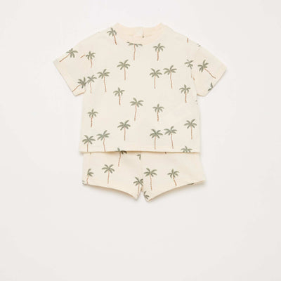 Conjunto camiseta + pantalón corto con estampado - 2 piezas BLANCO