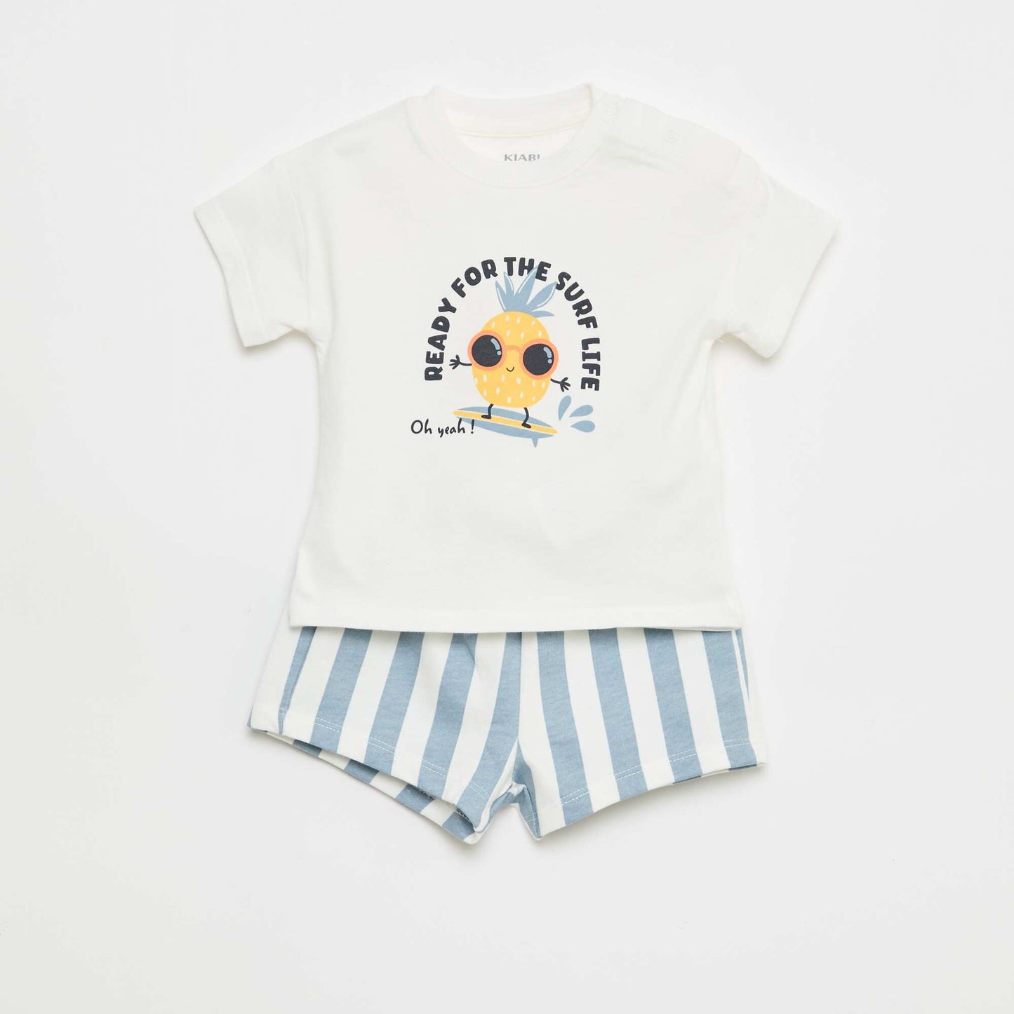 Conjunto de 2 piezas de algodón Camiseta + pantalón corto BLANCO