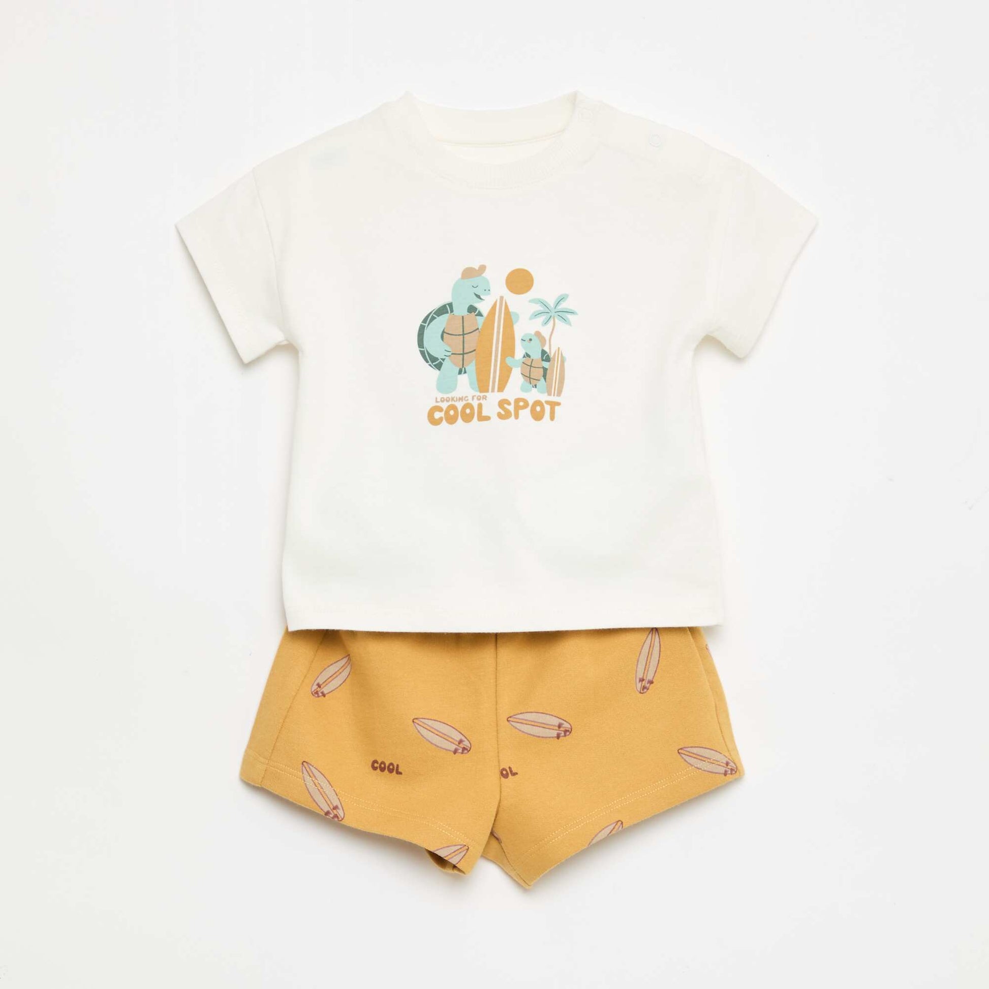 Conjunto de 2 piezas de algodón Camiseta + pantalón corto BLANCO
