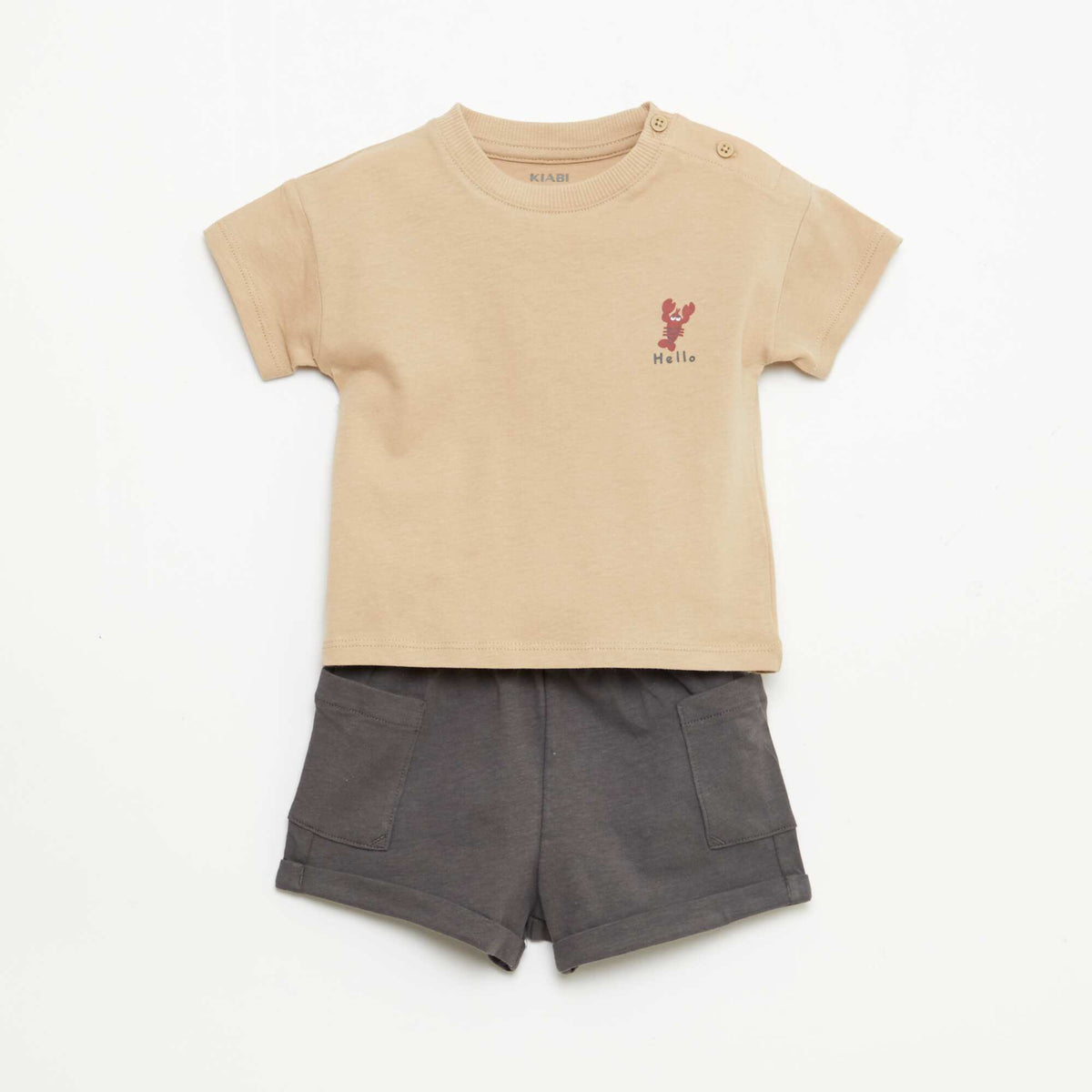 Pack 2 piezas pantalón corto + camiseta BEIGE