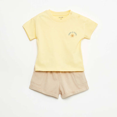 Pack 2 piezas pantalón corto + camiseta AMARILLO