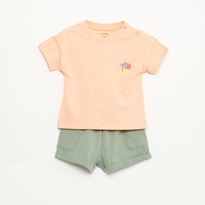 Pack 2 piezas pantalón corto + camiseta NARANJA