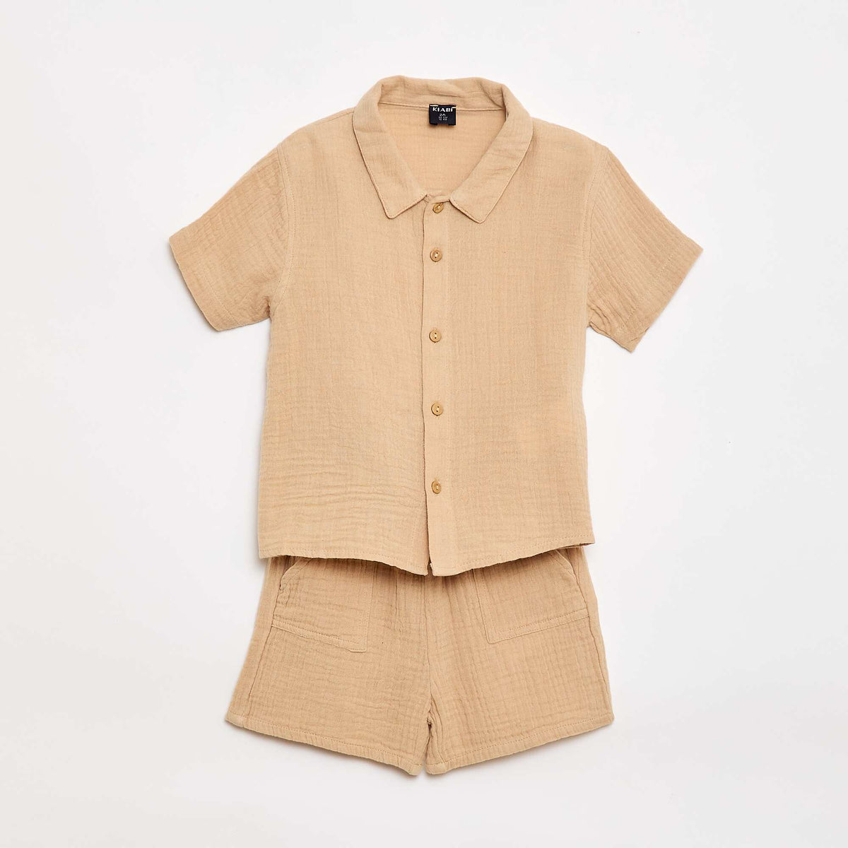 Conjunto de dos piezas camisa + pantalón corto BEIGE