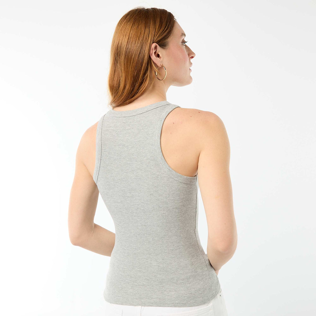 Camiseta sin mangas en canalé GRIS