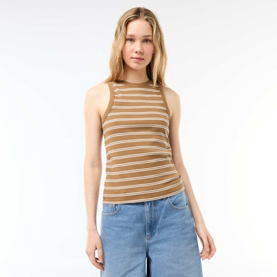 Camiseta sin mangas en canalé MARRON