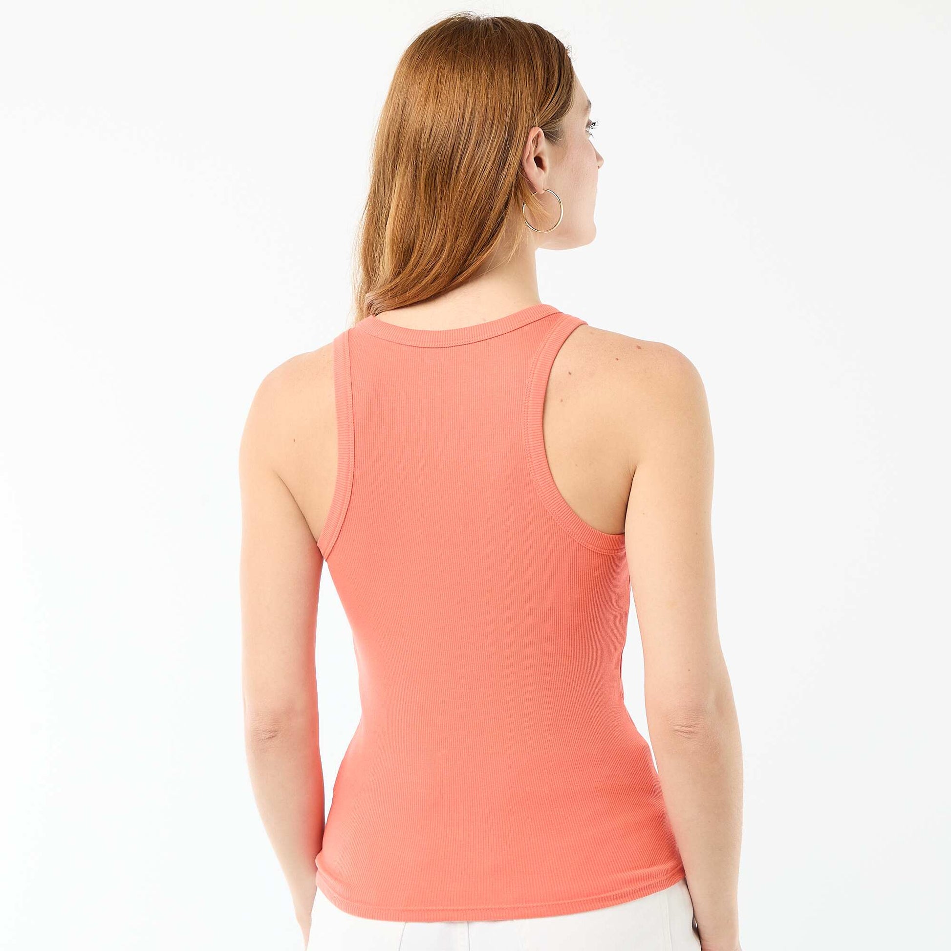 Camiseta sin mangas en canalé NARANJA
