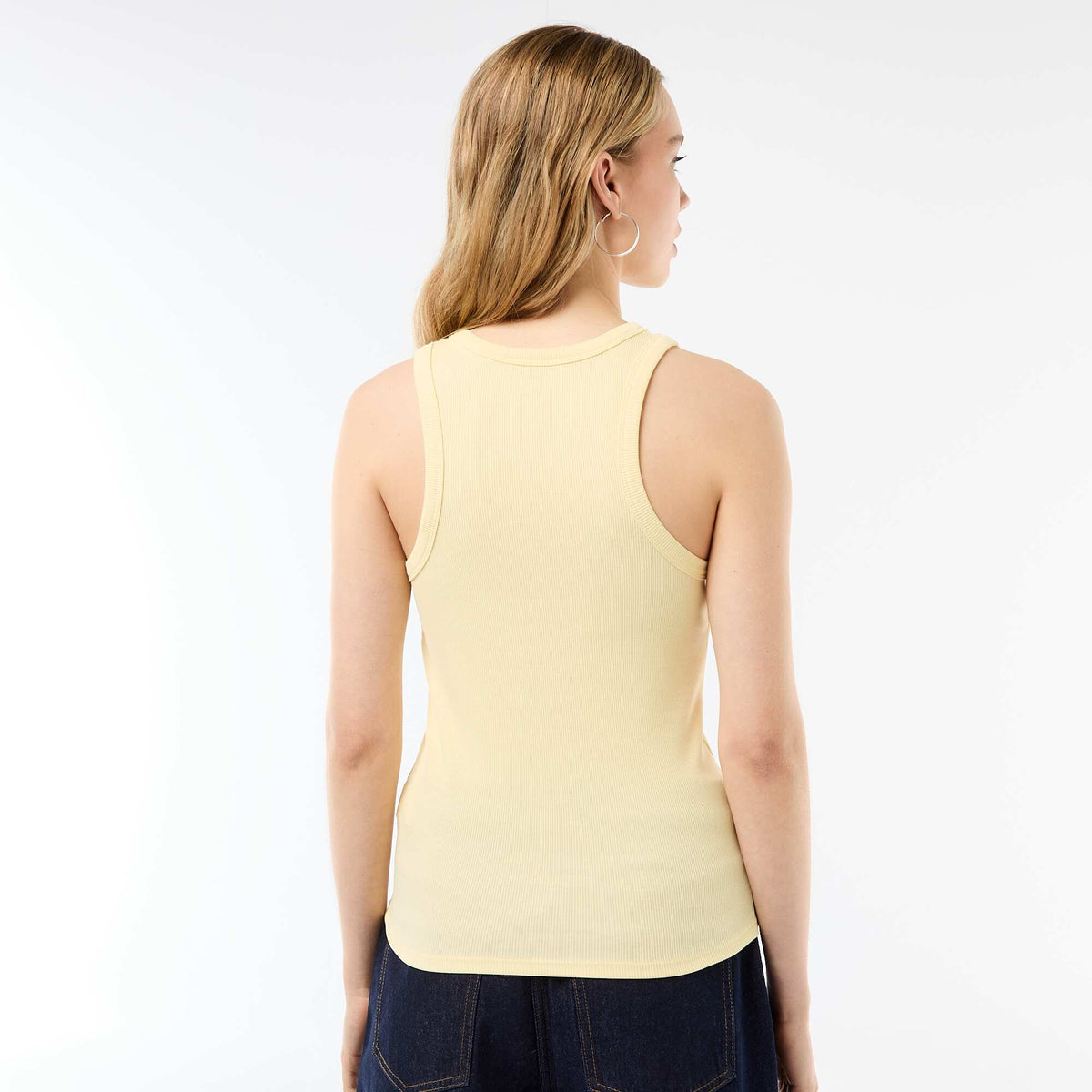 Camiseta sin mangas en canalé AMARILLO