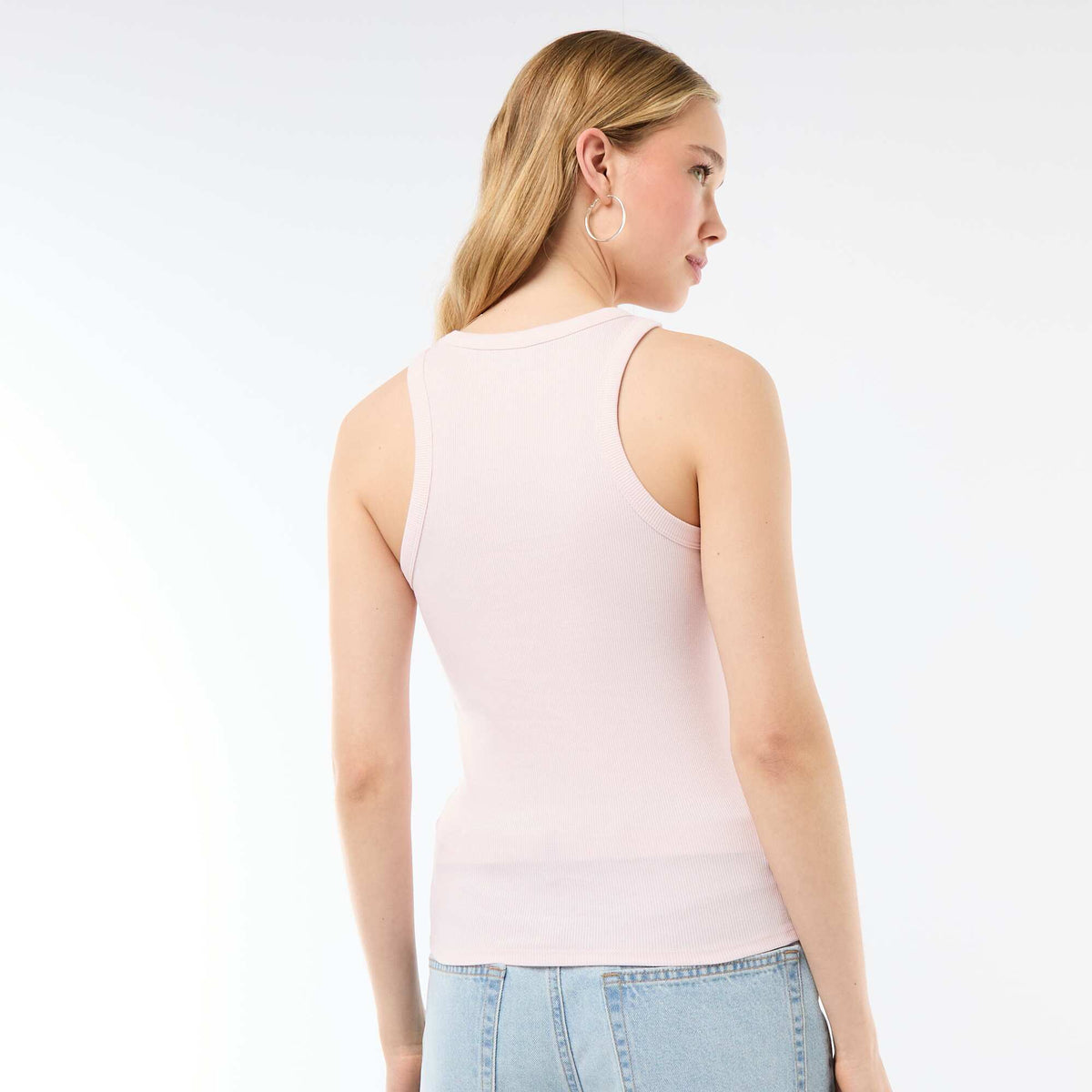Camiseta sin mangas en canalé ROSA