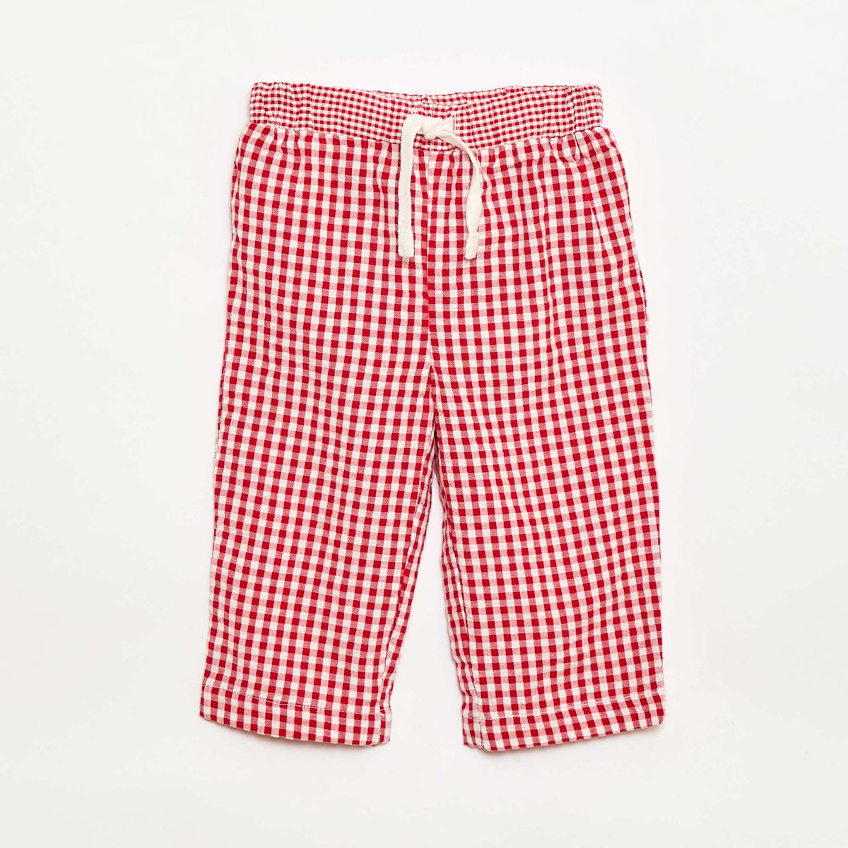 Pantalón vichy de seersucker ROJO