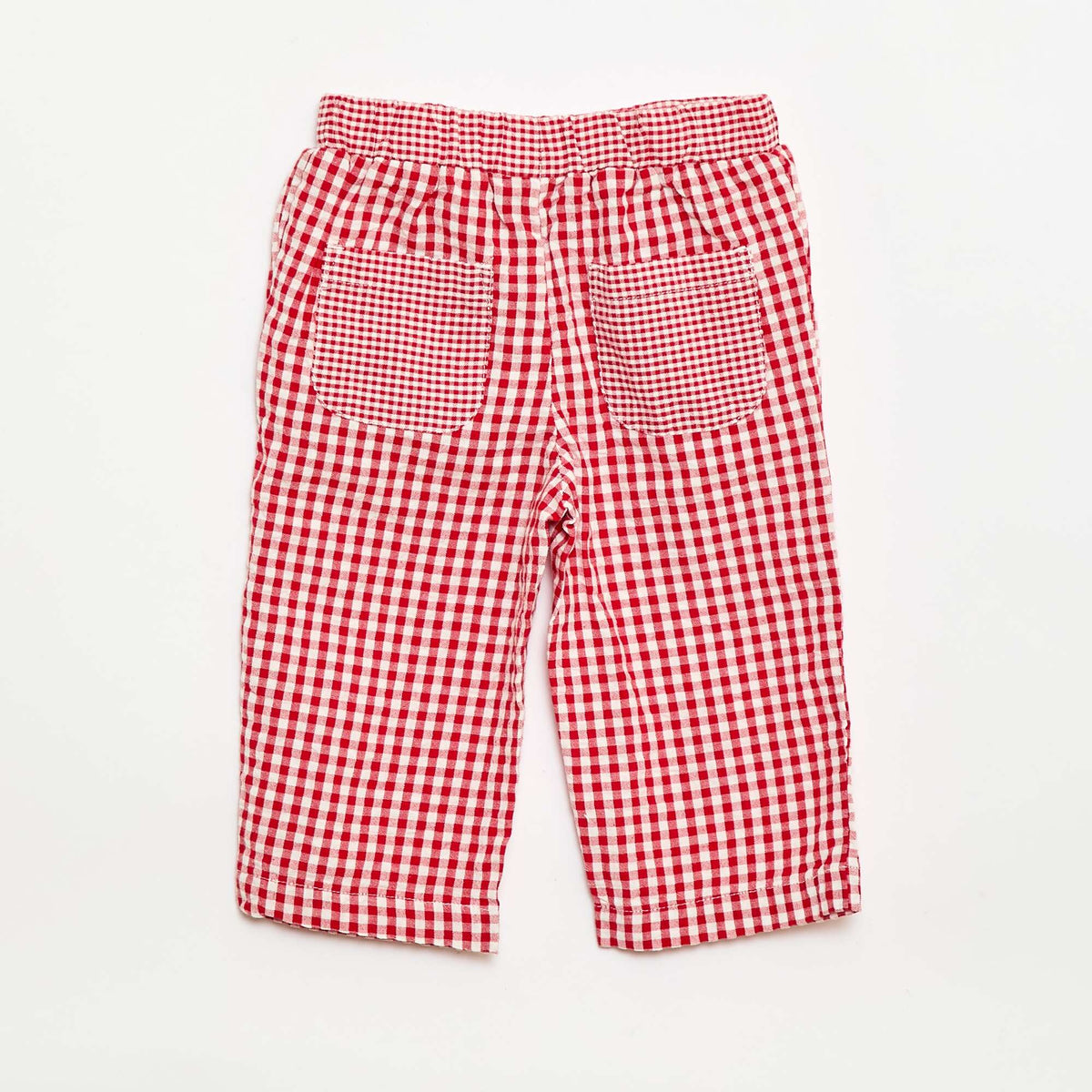 Pantalón vichy de seersucker ROJO