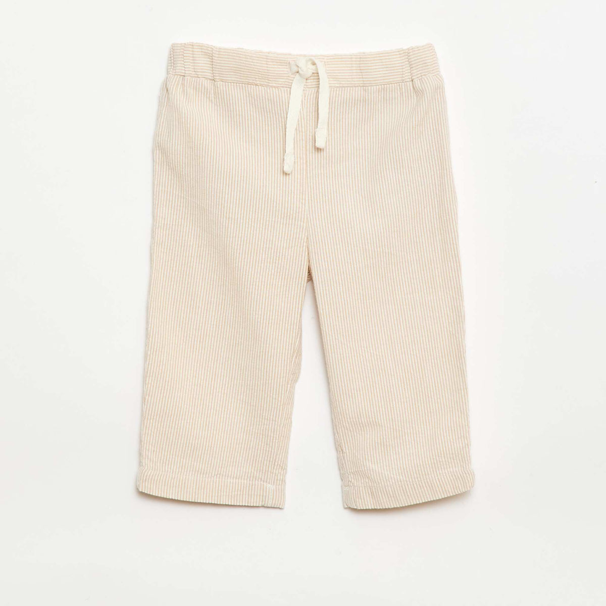 Pantalón rayado de seersucker BEIGE