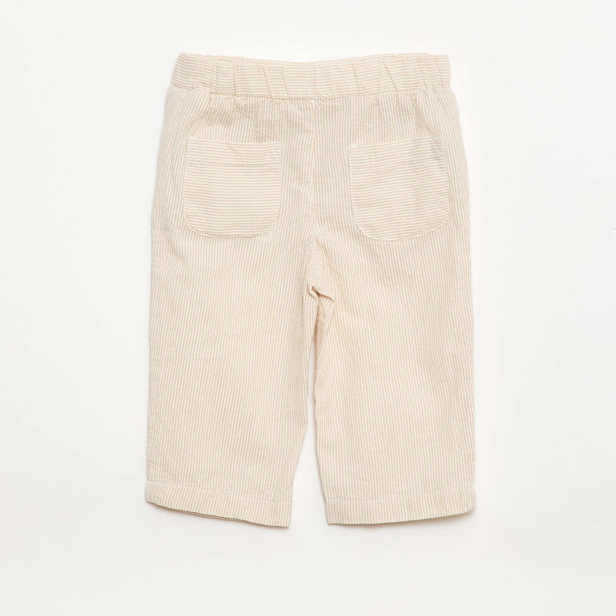 Pantalón rayado de seersucker BEIGE