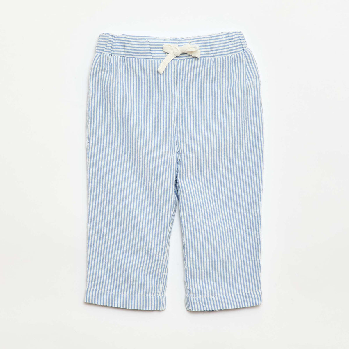 Pantalón rayado de seersucker AZUL
