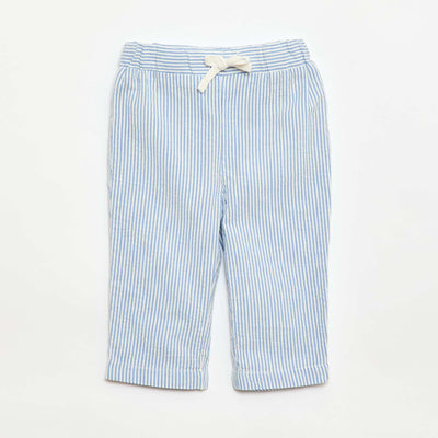 Pantalón rayado de seersucker AZUL