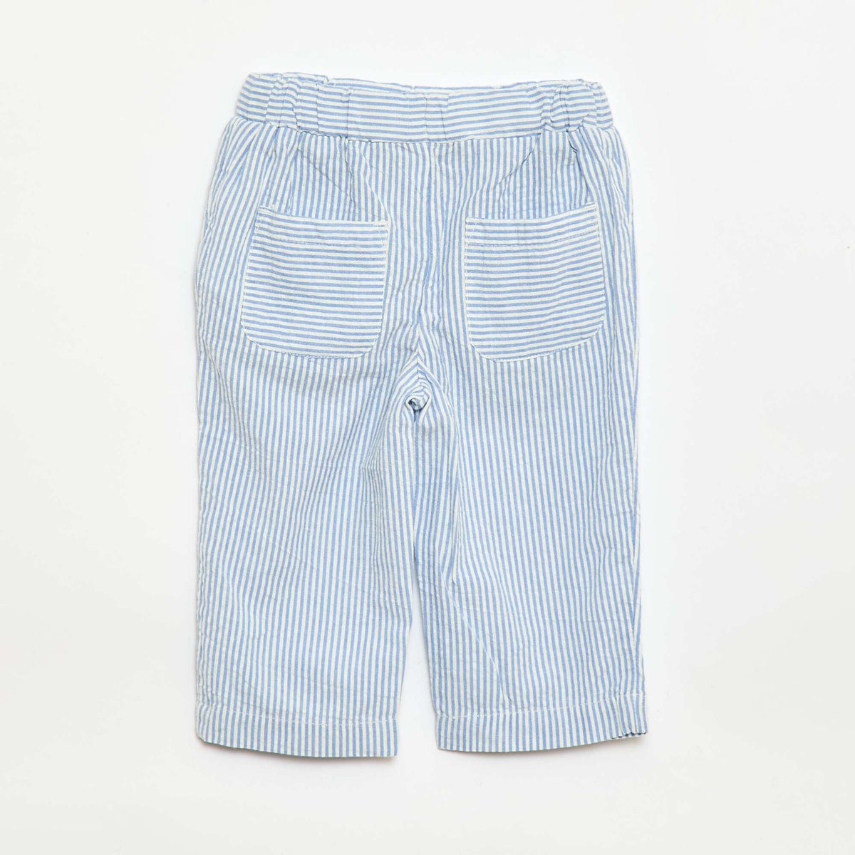 Pantalón rayado de seersucker AZUL