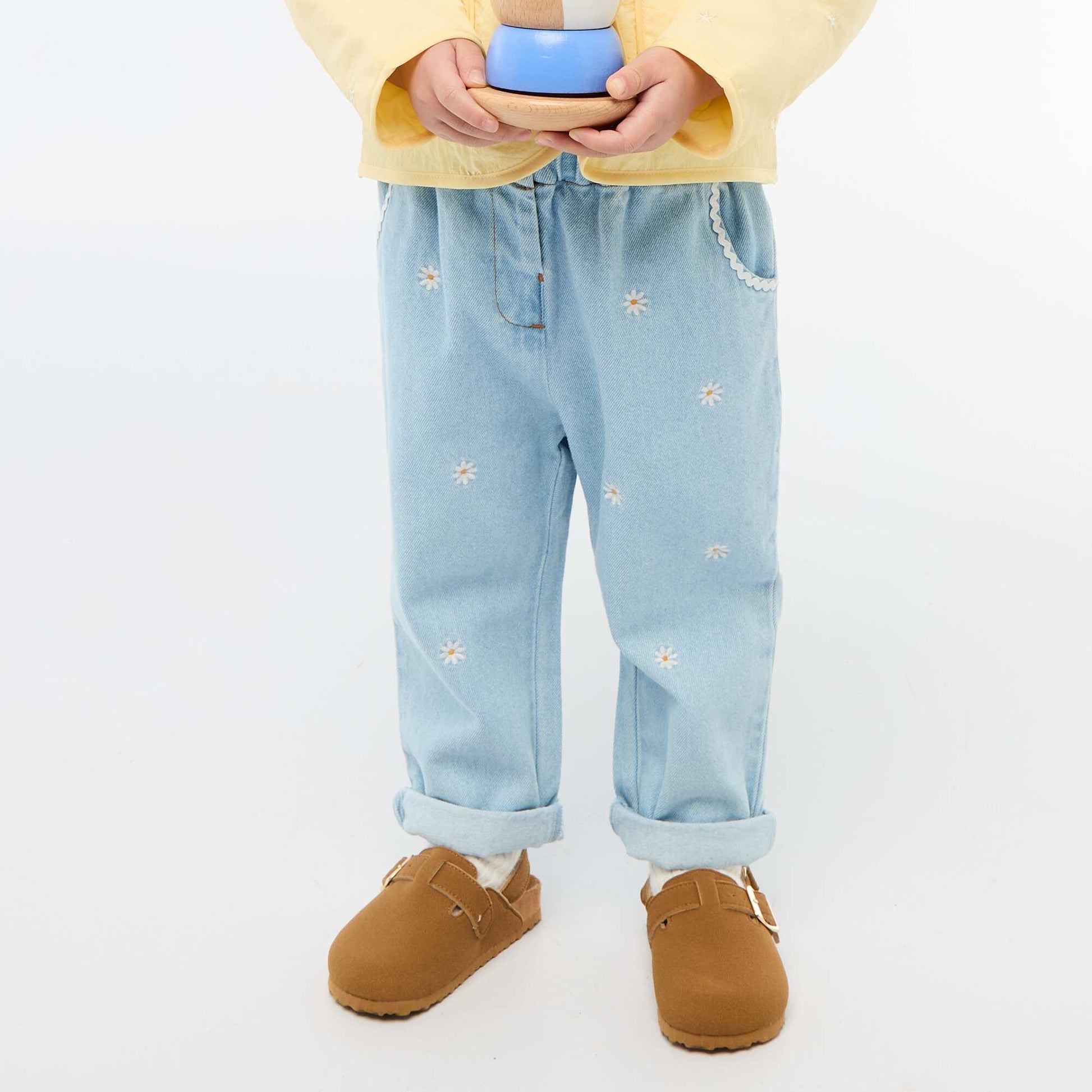 Pantalón jean estilo paperbag AZUL