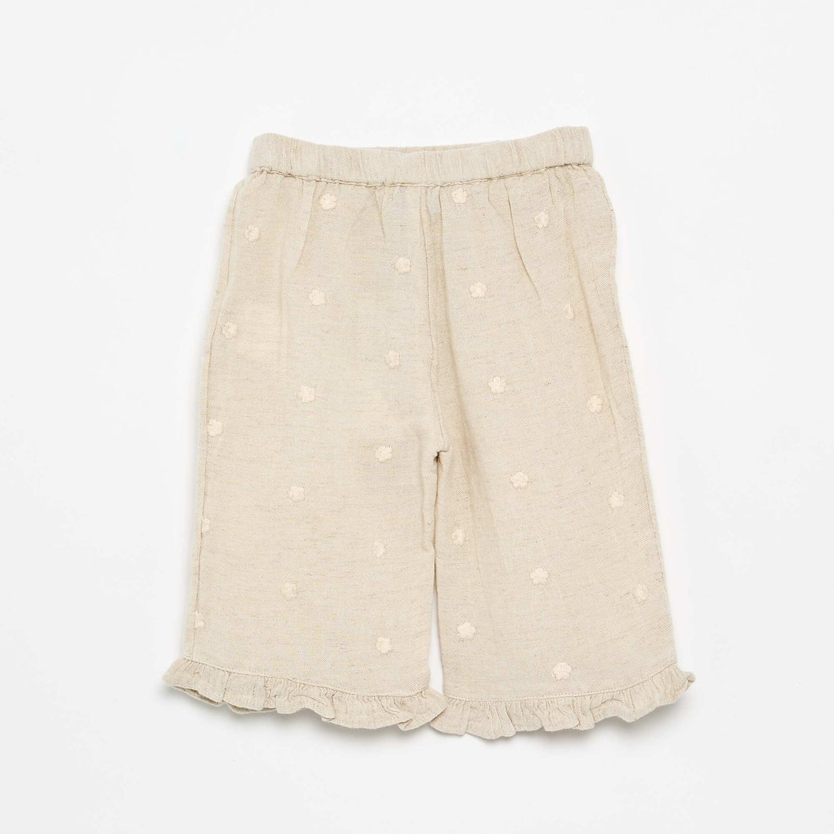 Pantalón con bordados de flores BEIGE