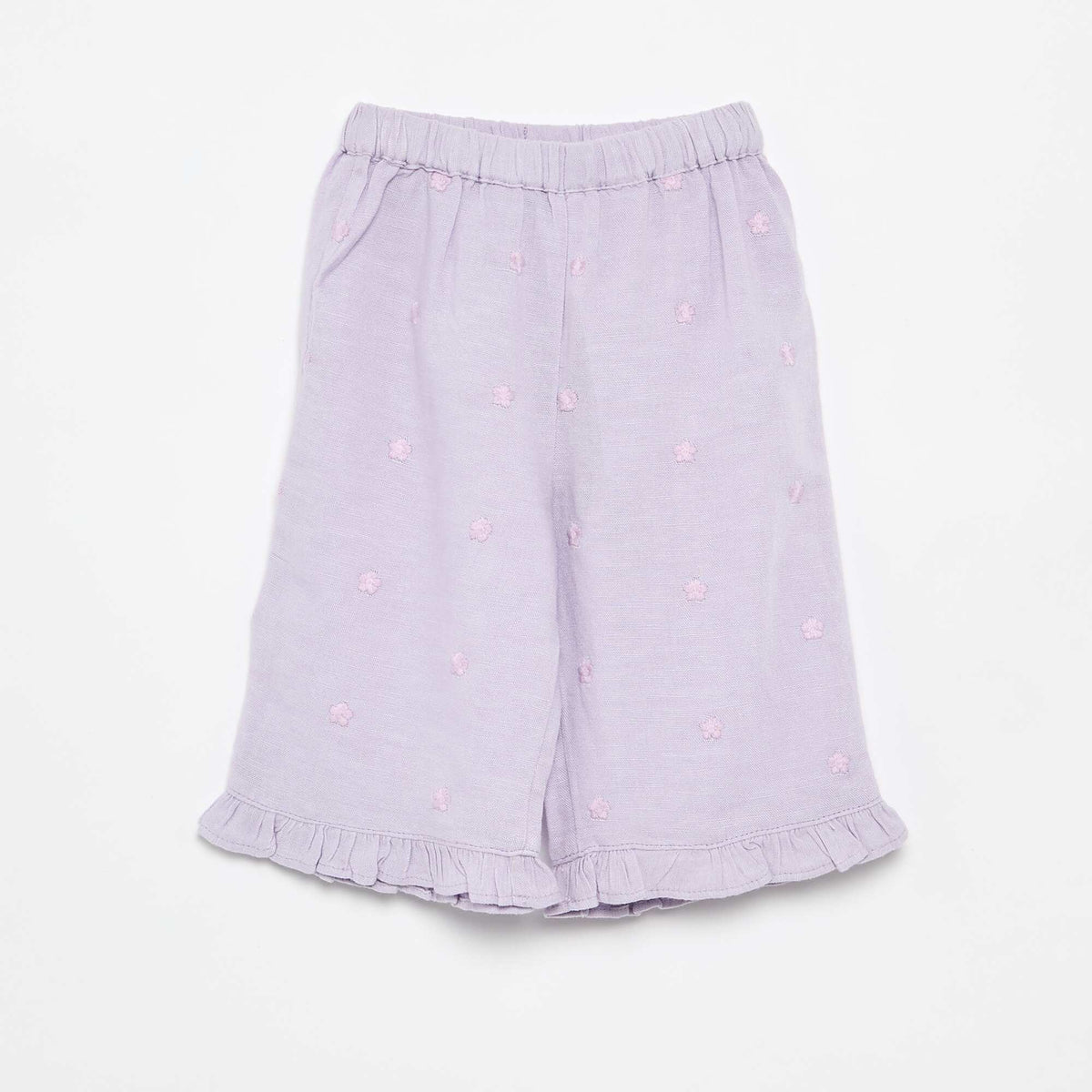 Pantalón con bordados de flores PURPURA
