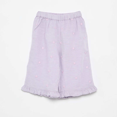 Pantalón con bordados de flores PURPURA