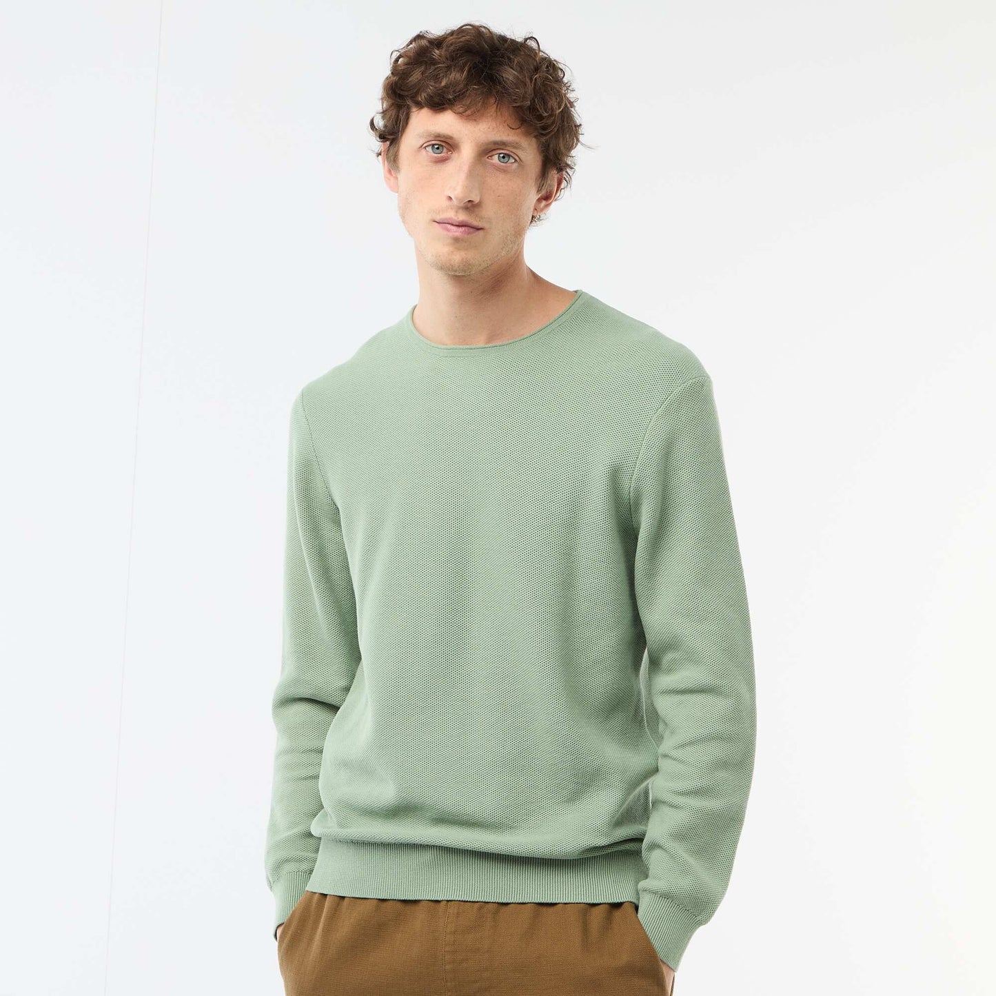 Sweater de punto nido de abeja VERDE