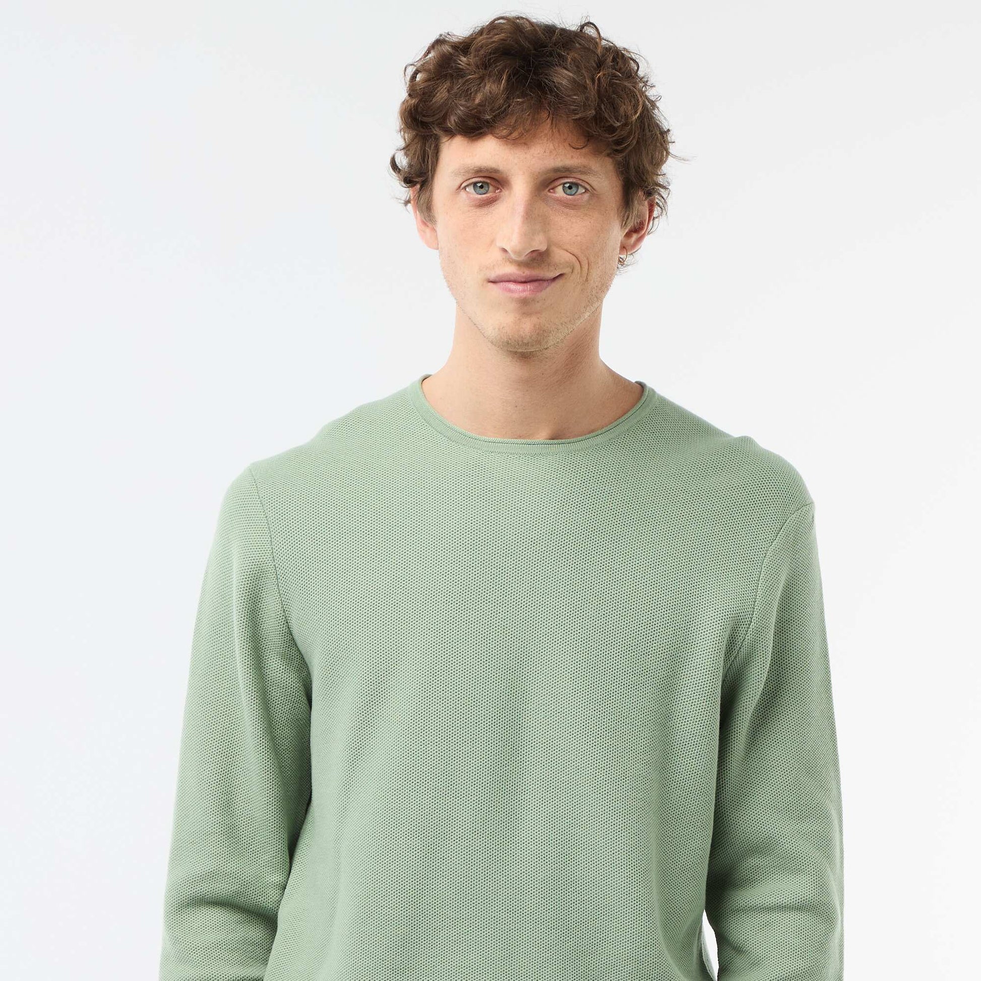 Sweater de punto nido de abeja VERDE