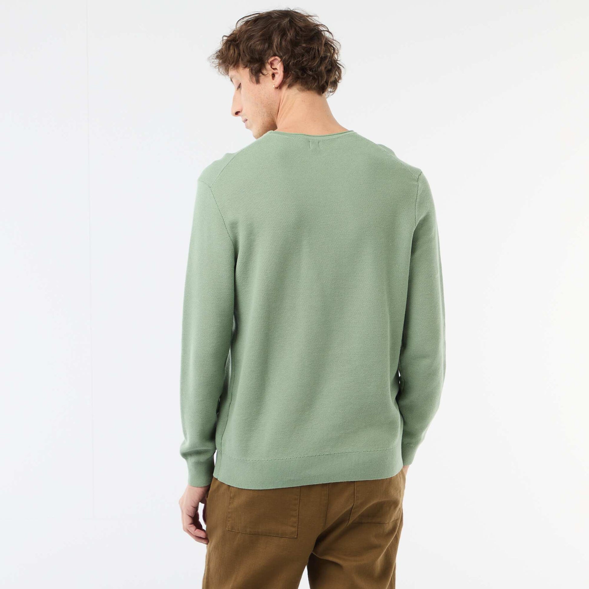Sweater de punto nido de abeja VERDE