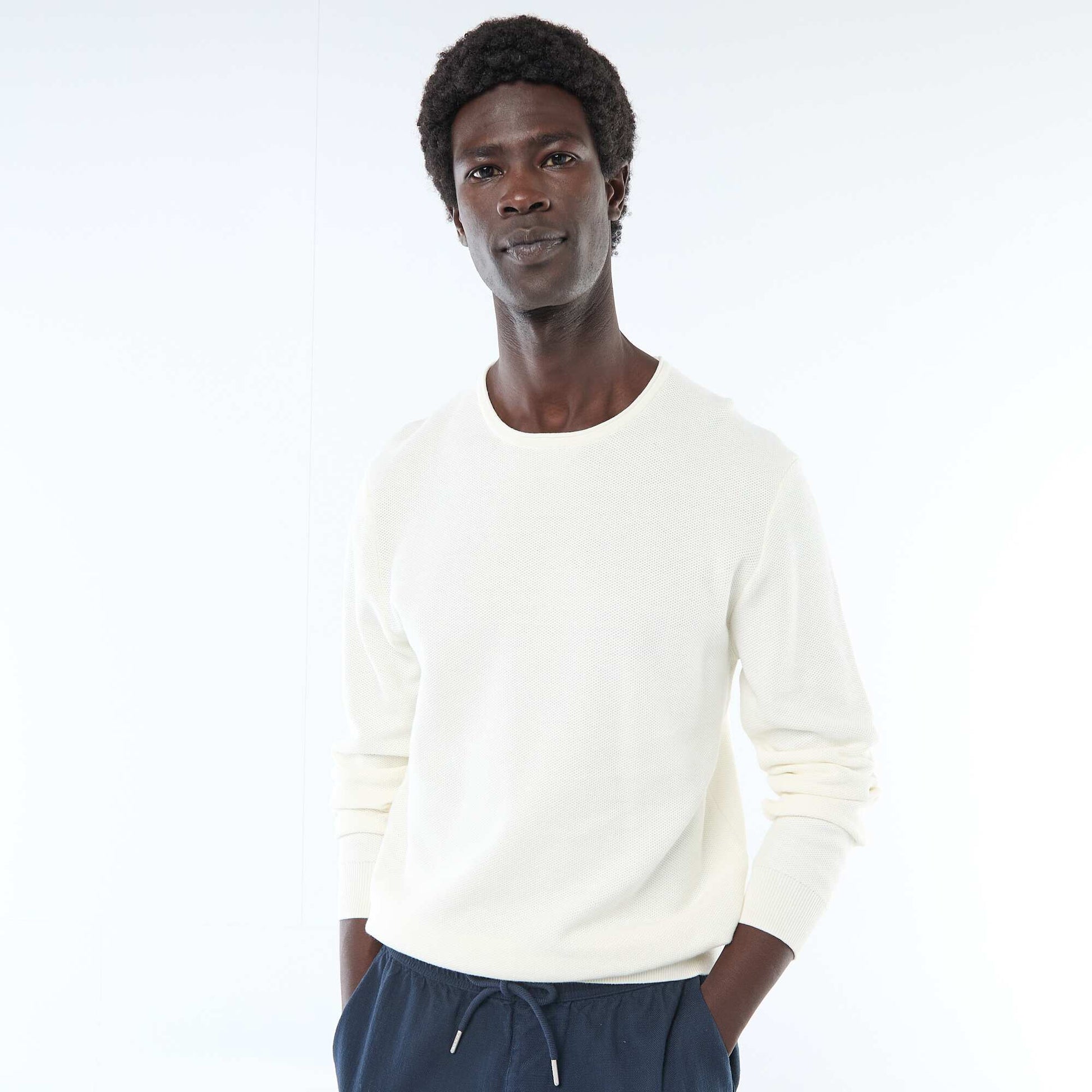 Sweater de punto nido de abeja BLANCO