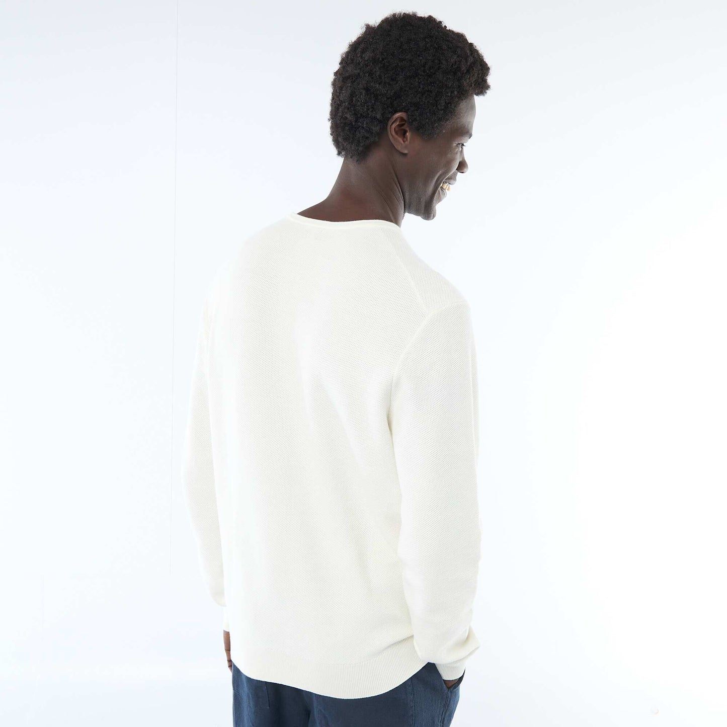 Sweater de punto nido de abeja BLANCO