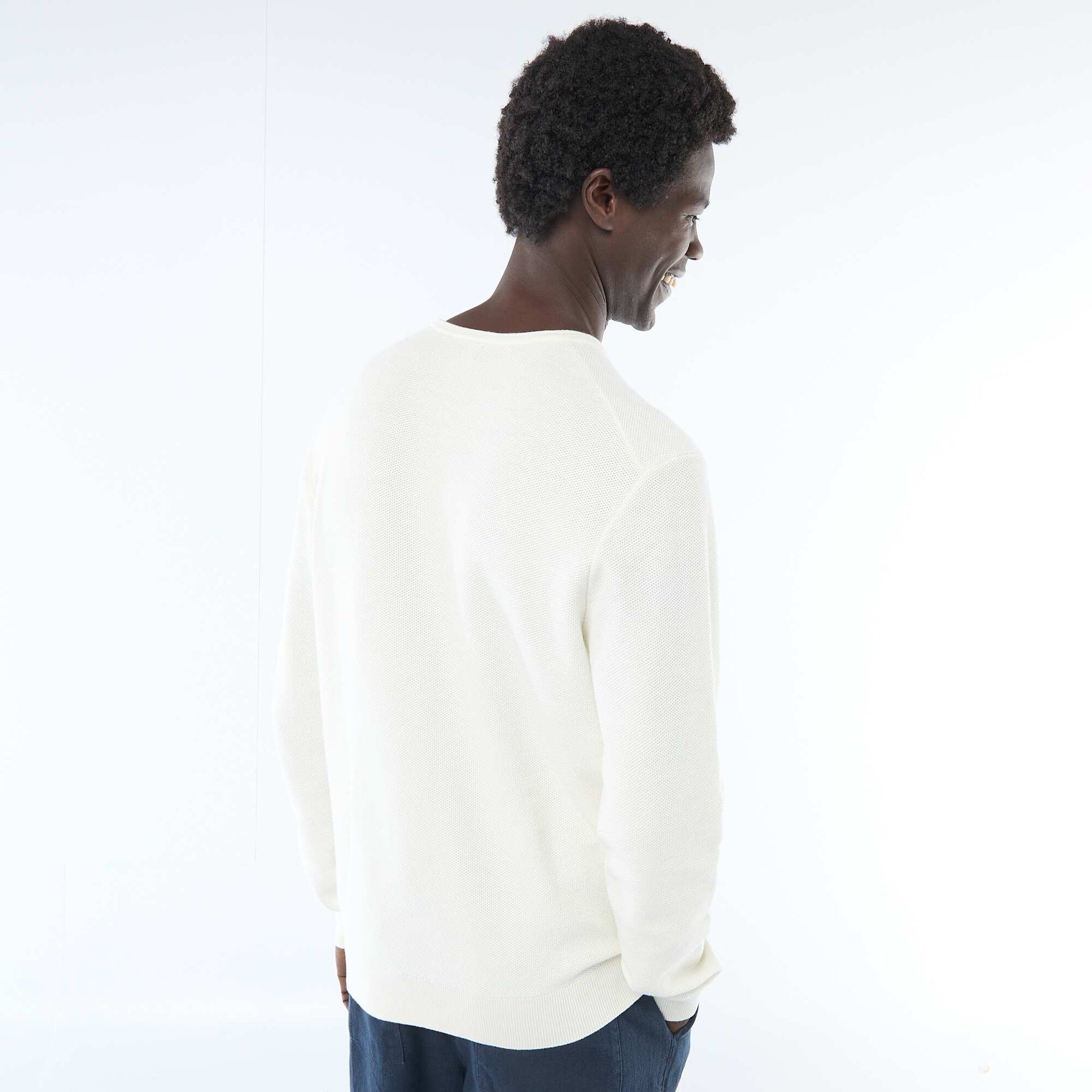 Sweater de punto nido de abeja BLANCO