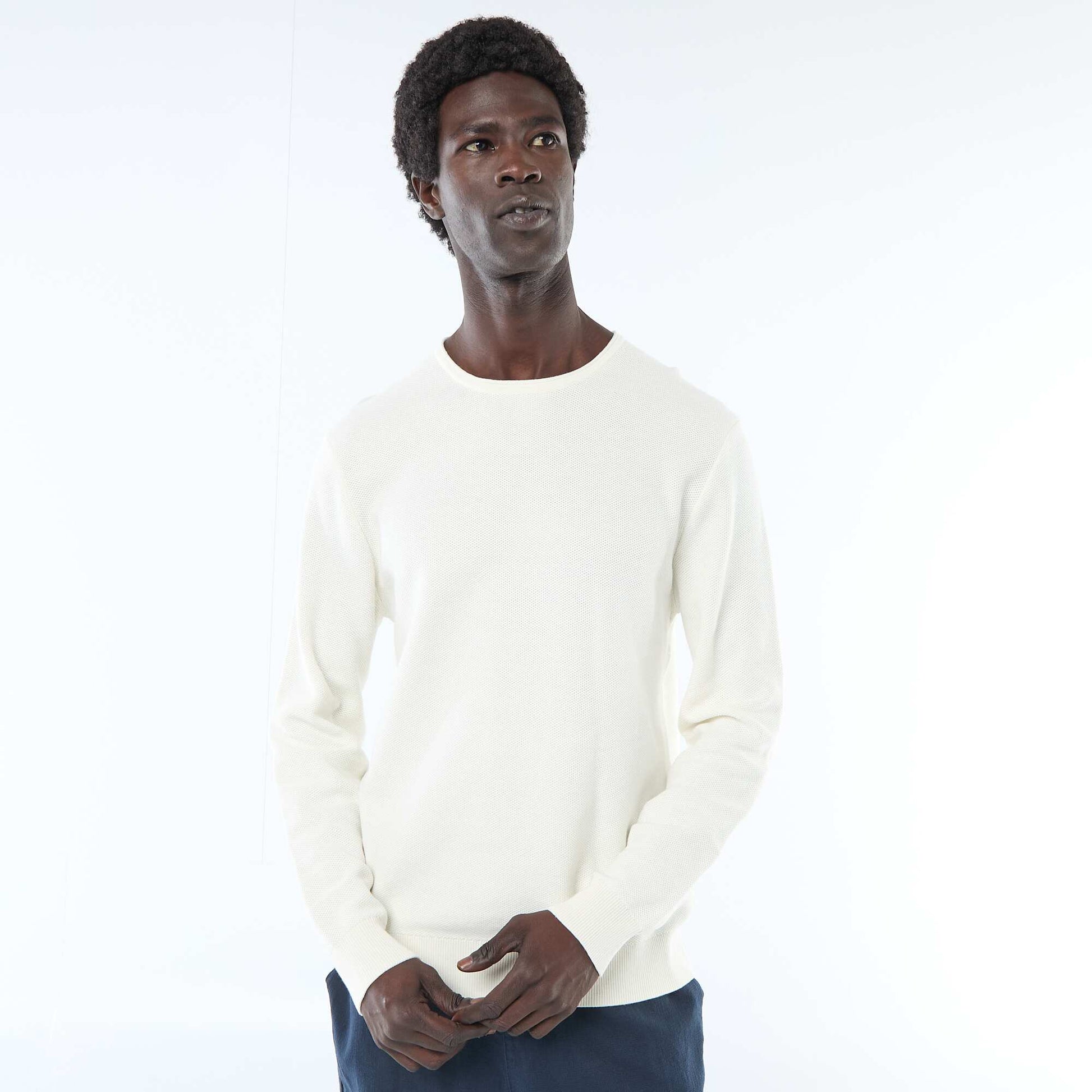 Sweater de punto nido de abeja BLANCO