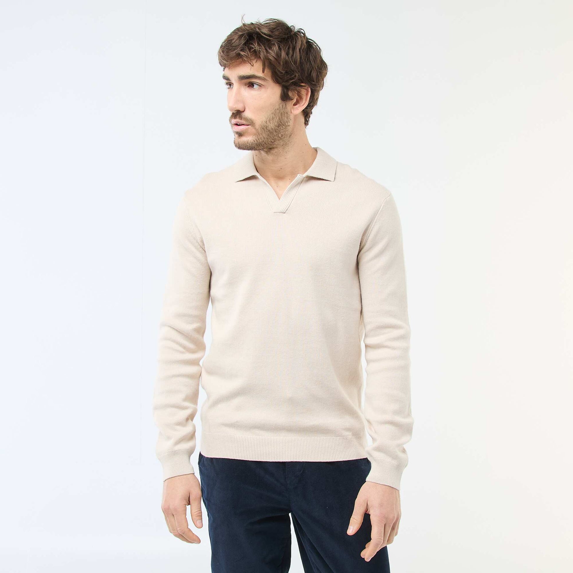 Sweater de punto con cuello remera GRIS