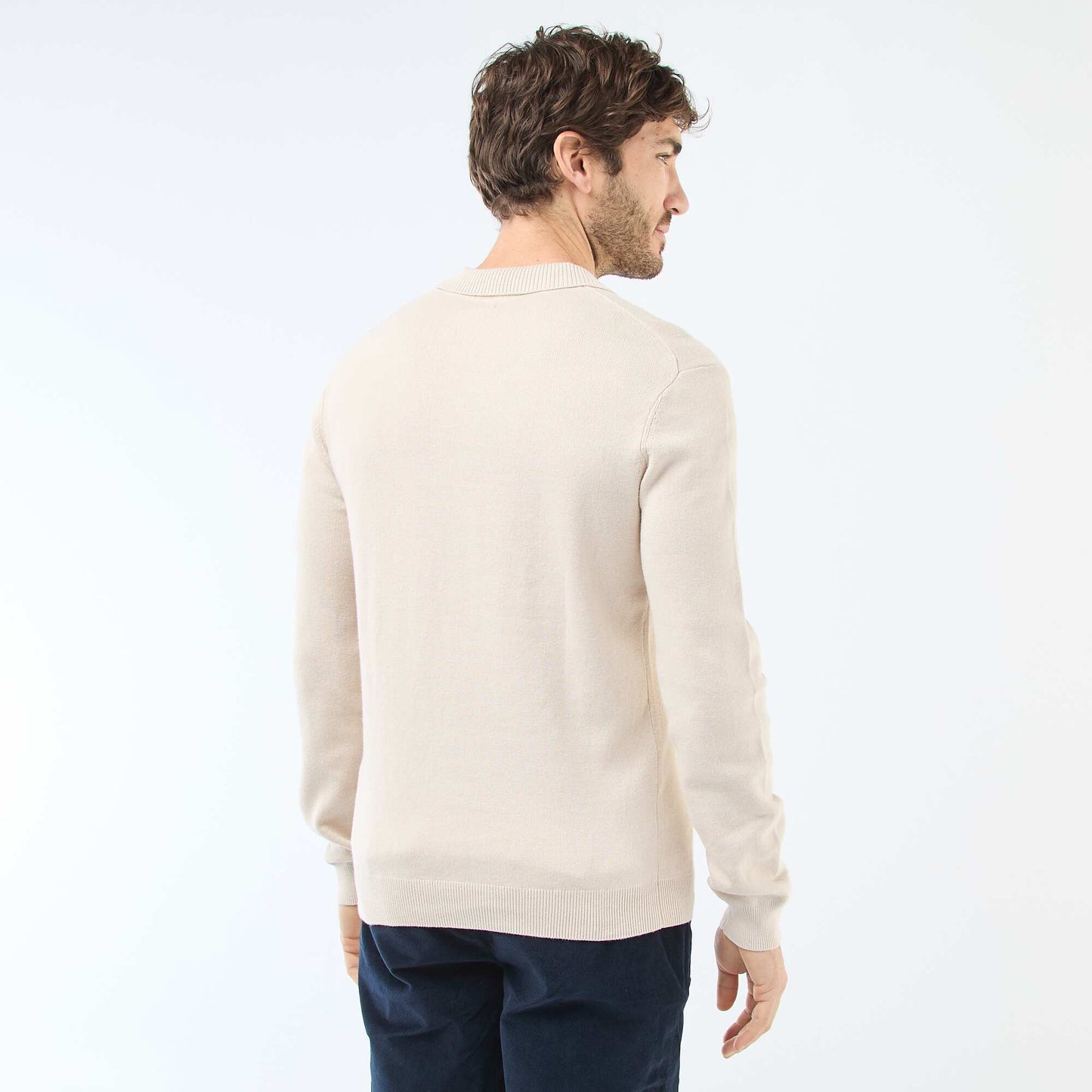 Sweater de punto con cuello remera GRIS