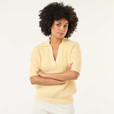 Sweater estilo remera con escote en V AMARILLO