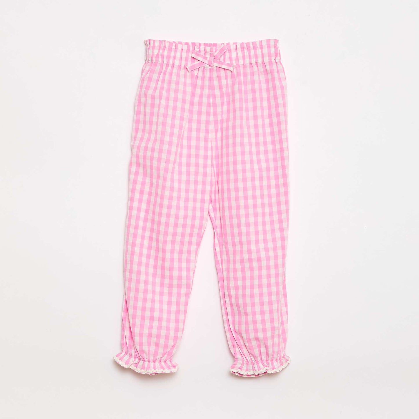 Pantalón vichy rosa en popelina de algodón ROSA