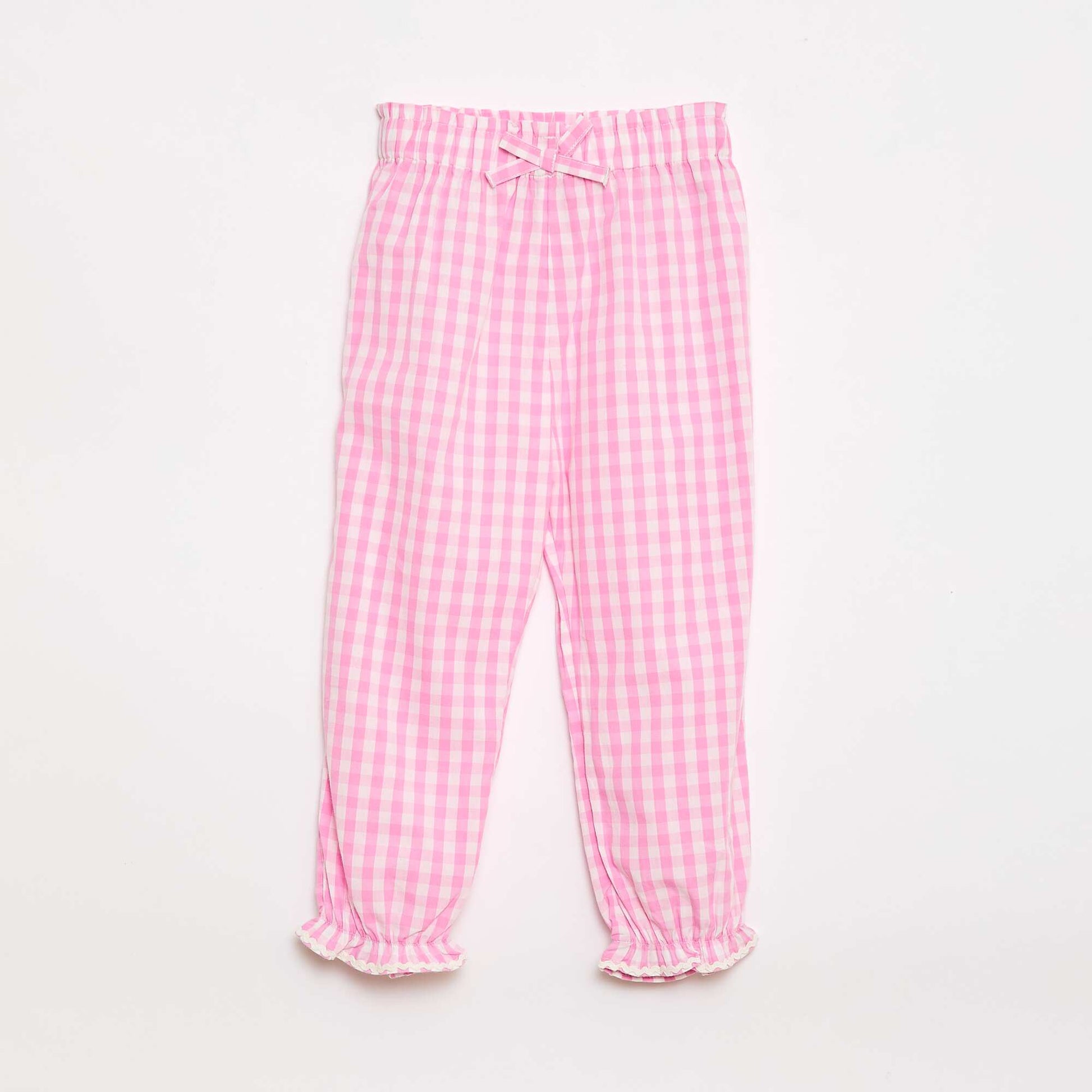 Pantalón vichy rosa en popelina de algodón ROSA