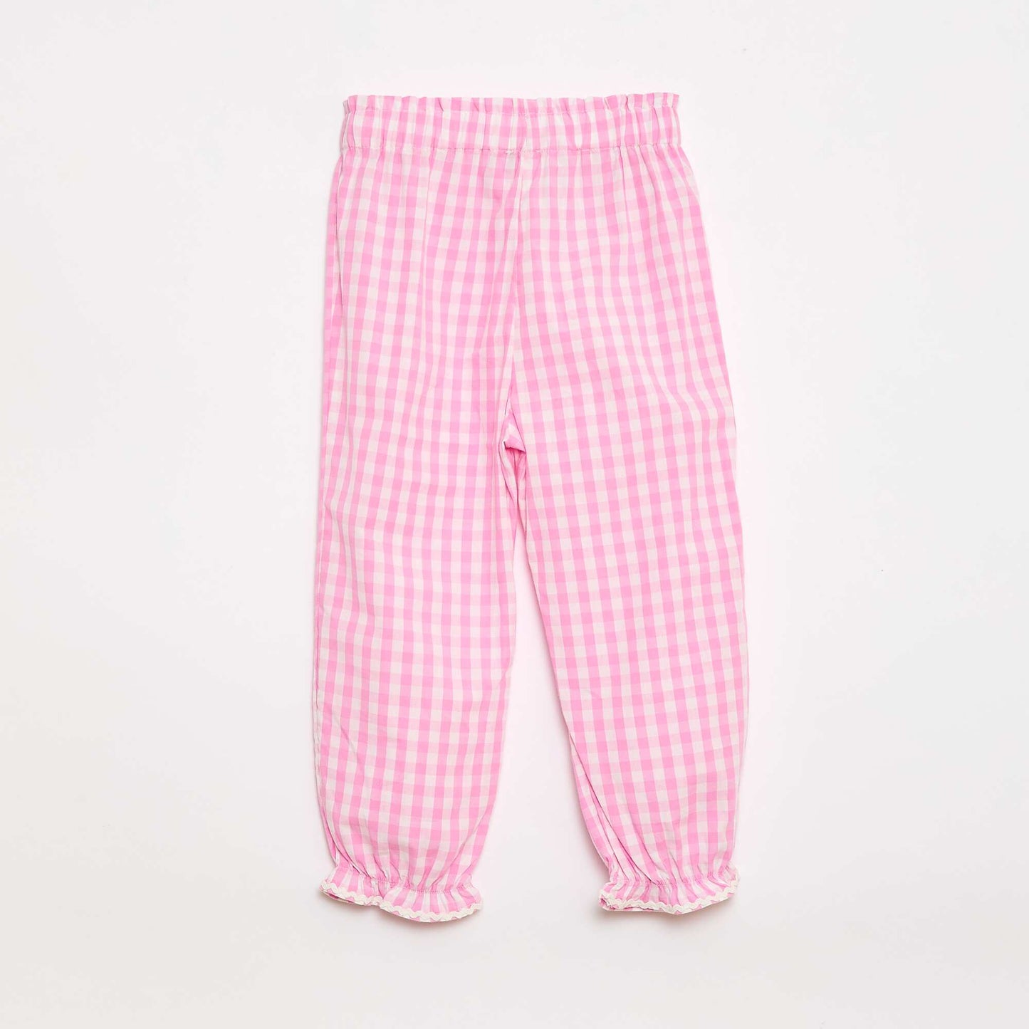Pantalón vichy rosa en popelina de algodón ROSA