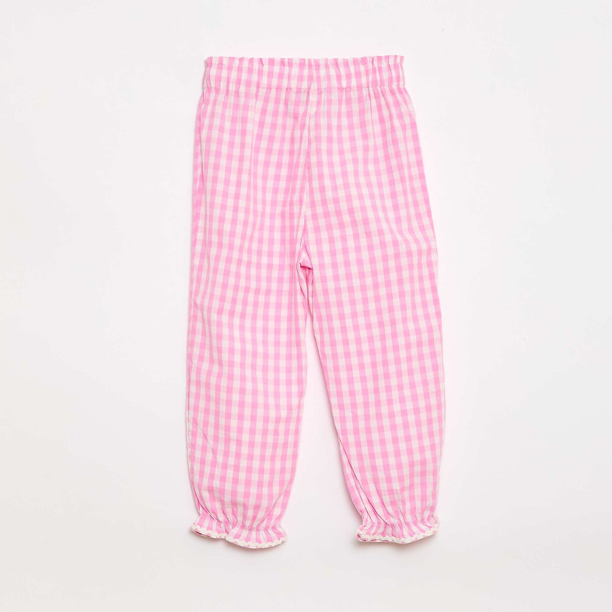 Pantalón vichy rosa en popelina de algodón ROSA