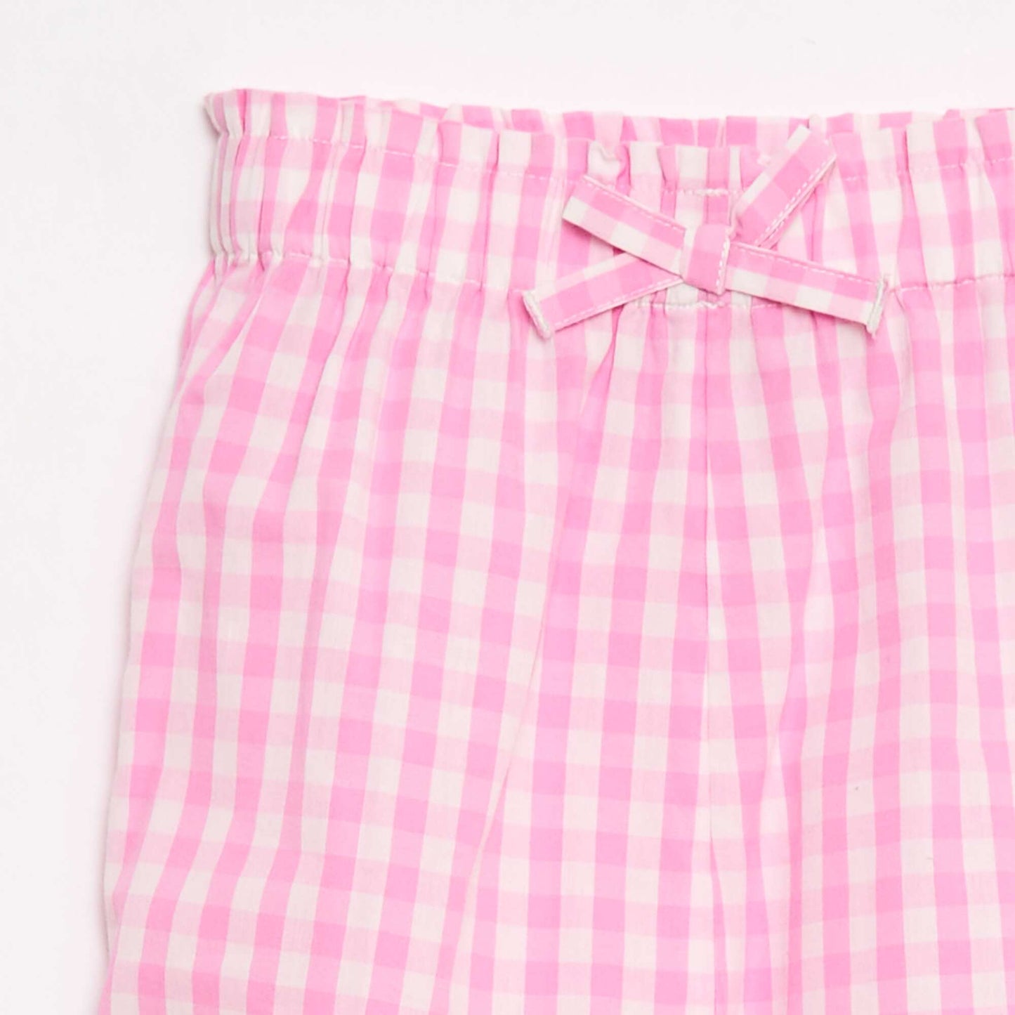 Pantalón vichy rosa en popelina de algodón ROSA