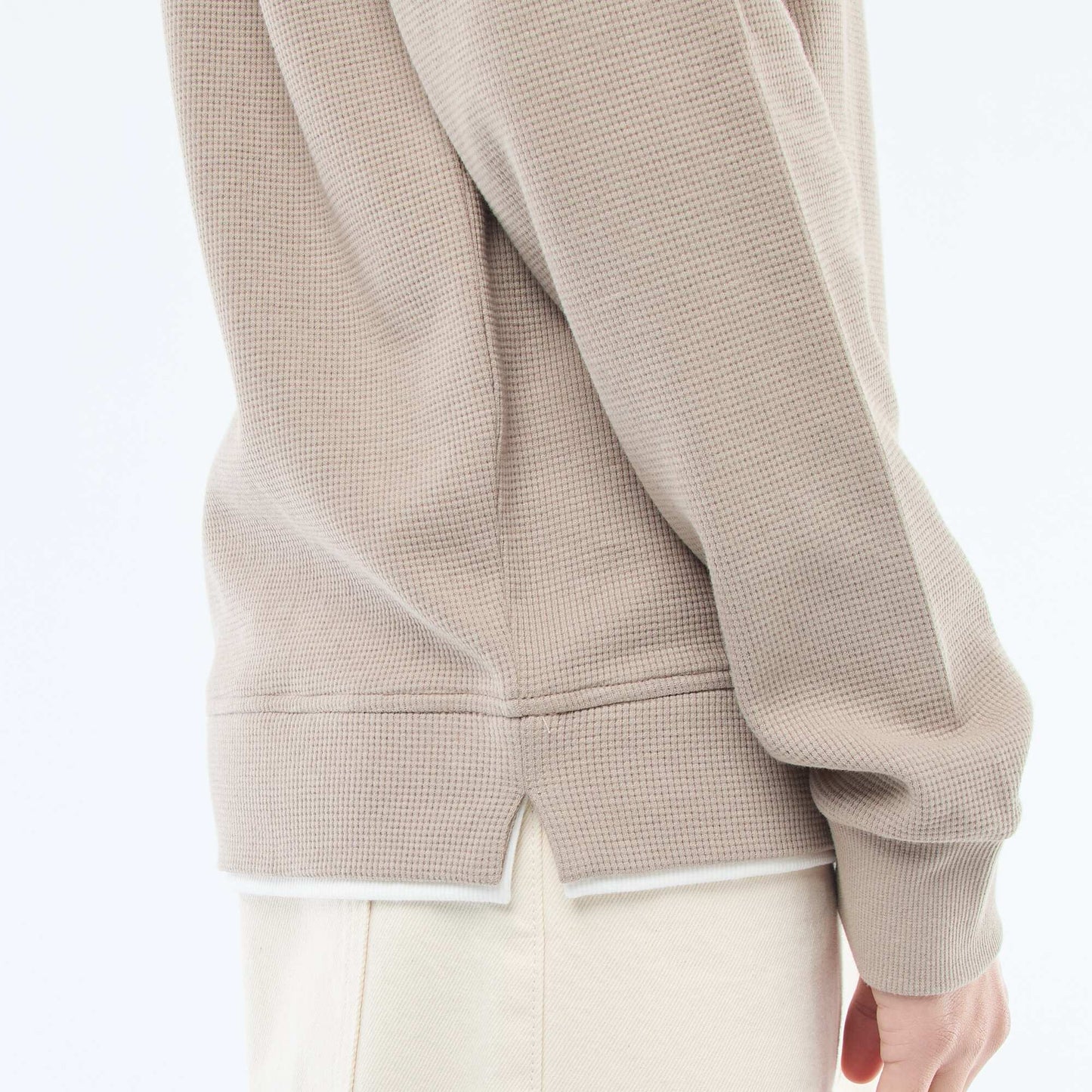 Sweater cuello redondo nido de abeja BEIGE