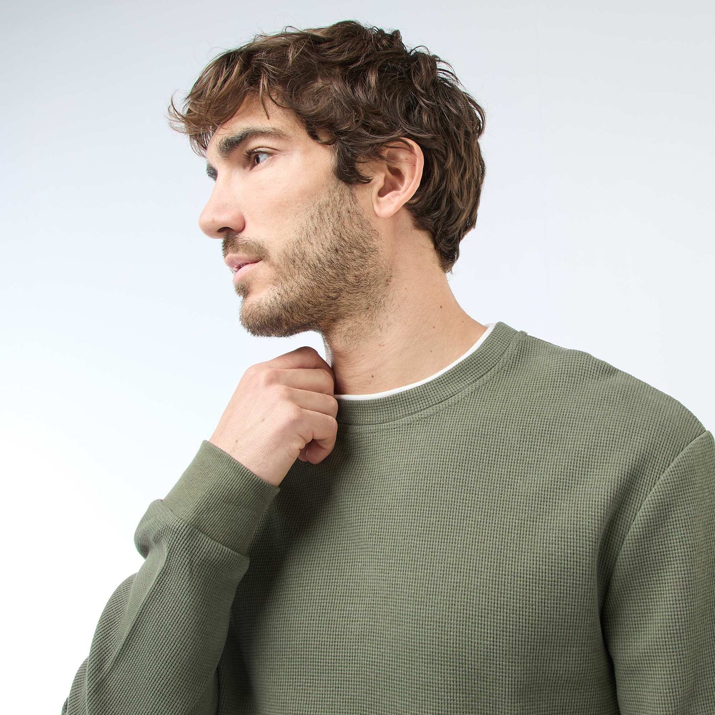 Sweater cuello redondo nido de abeja VERDE