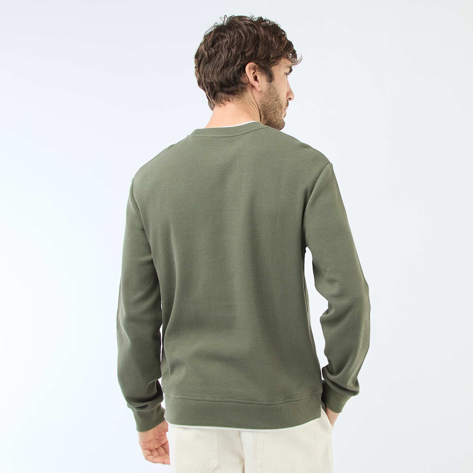Sweater cuello redondo nido de abeja VERDE
